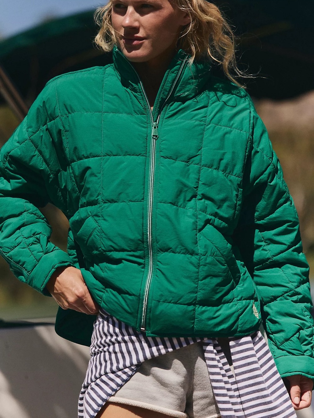 Free people Pippa Packable Puffer Jacket green glow